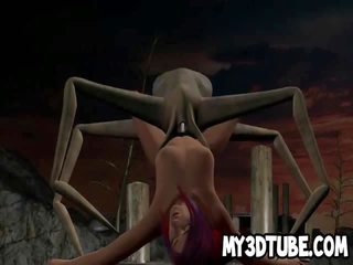 3d kartun babe mendapat fucked oleh yang mahluk asing spider
