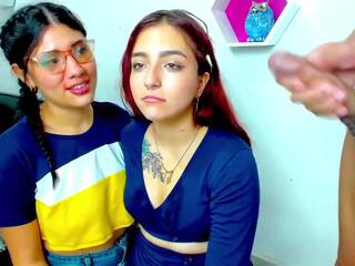 Latinas Fondle Each Other's Tits and get Throatfucked: Webcam Blowjob dirty clip